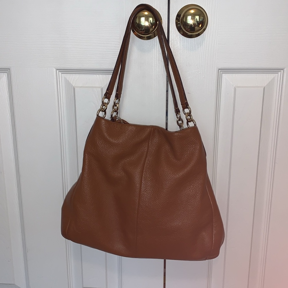 Coach two compartment leather shoulder bag